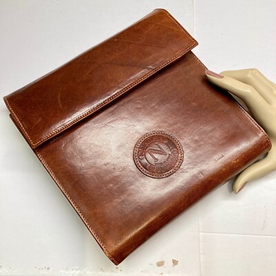 PIQUADRO NIKOLAI  ITALY Leather Organizer Ring Binder Address Cards unused vtg-image