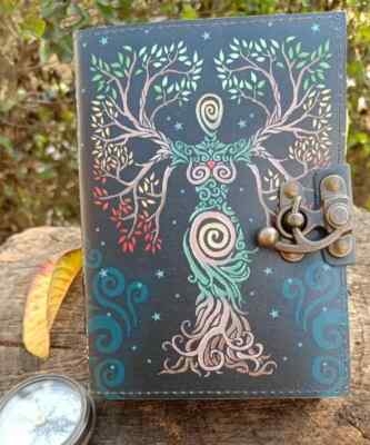 Indian handmade leather journal mother of earth deckle edge paper journal-image