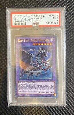 Yugioh Red Eyes Slash Dragon Legendary Duelists 1st Edition PSA 9-image