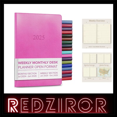 Acadia Hope 2025 Desk Calendar - Elegant Leather-Bound Planner, 8 x 5.5 inches-image