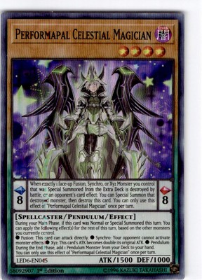 Yu-Gi-Oh 1st edition Performapal Celestial Magician Super Rare #LED6-EN045-image