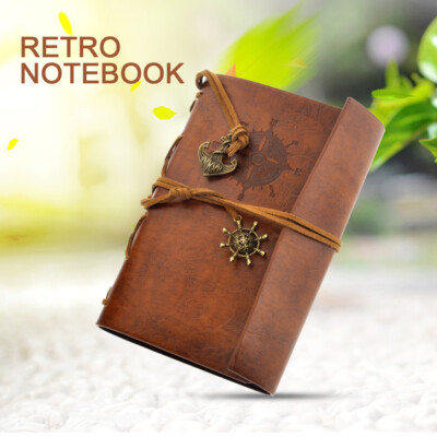 Vintage Pirate Anchor PU Cover Loose-leaf String Bound Blank Notebook Notepad-image