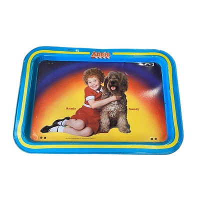 Vintage Little Orphan Annie and Sandy Tin Metal TV Bed Tray Folding Legs 1981-image