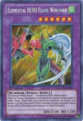 Yugioh! MP Elemental HERO Flame Wingman - LCGX-EN045 - Secret Rare - 1st Edition-image