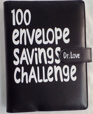 100 Envelope Challenge Budget Planner, $5,050 Money Saving Cash Challenge, Black-image
