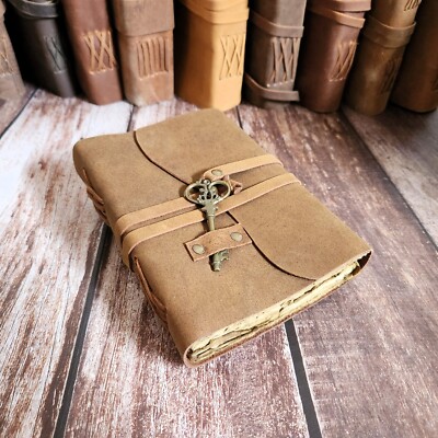 Brown Journal, Leather Journal, Leather Lace & Key, Notebook, Personalized Gift.-image