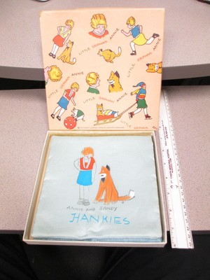 Little Orphan Annie & Sandy comic book character 1930s hanky handkerchief BOXED-image